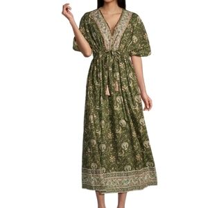 Cost Plus World Market Green Dolman Sleeve Maxi Sundress